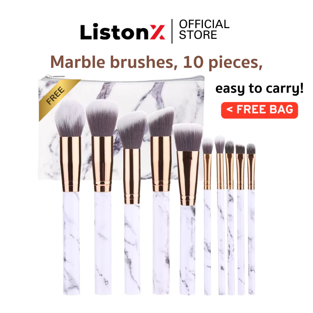 ListonX 10-Piece Soft-Stone Makeup Brush Set