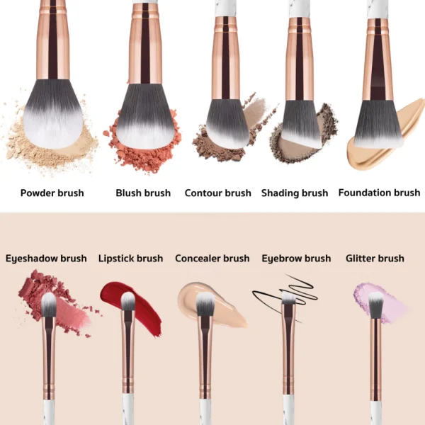 ListonX 10-Piece Soft-Stone Makeup Brush Set - Image 3