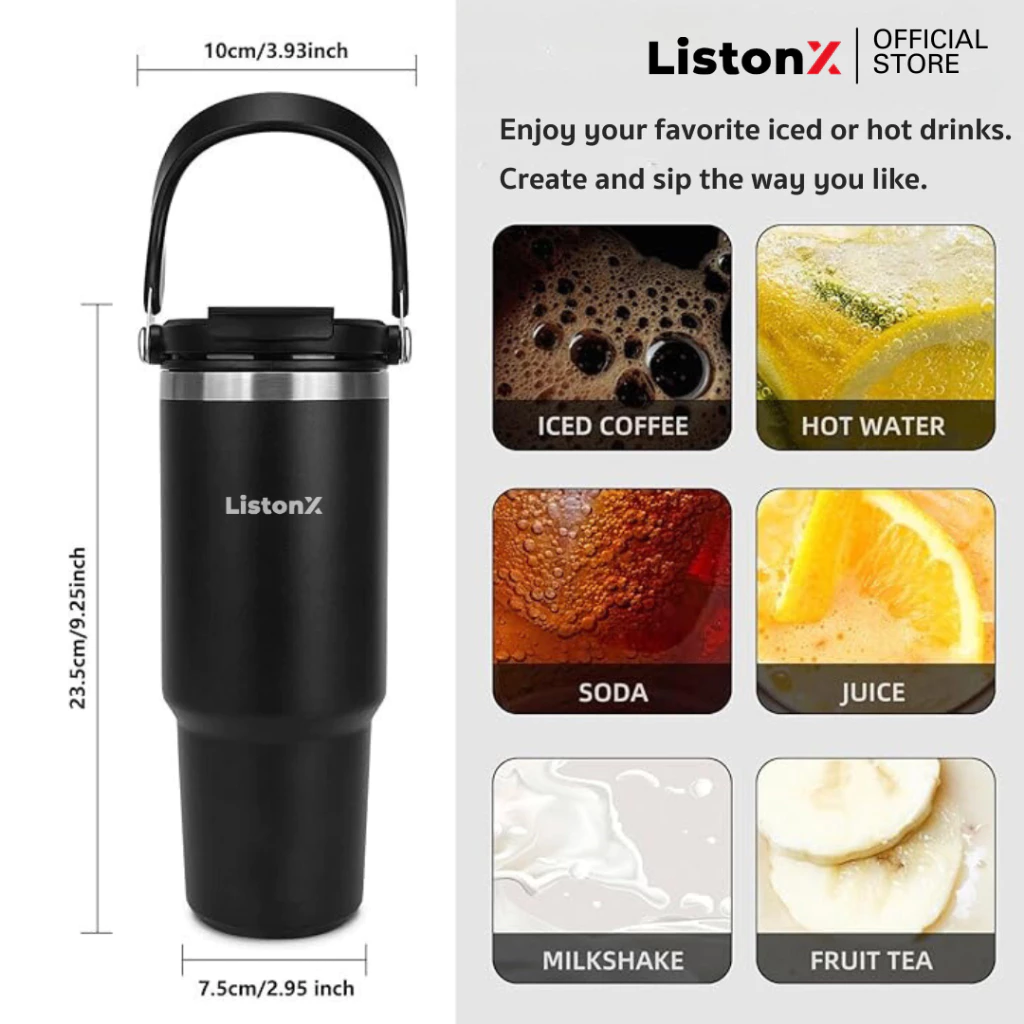 ListonX Insulated Water Bottle – 900ml Stainless Steel with Handle